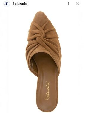 Splendid Suede Mule Block Heel Knot Detail Mocha 9 1/2.